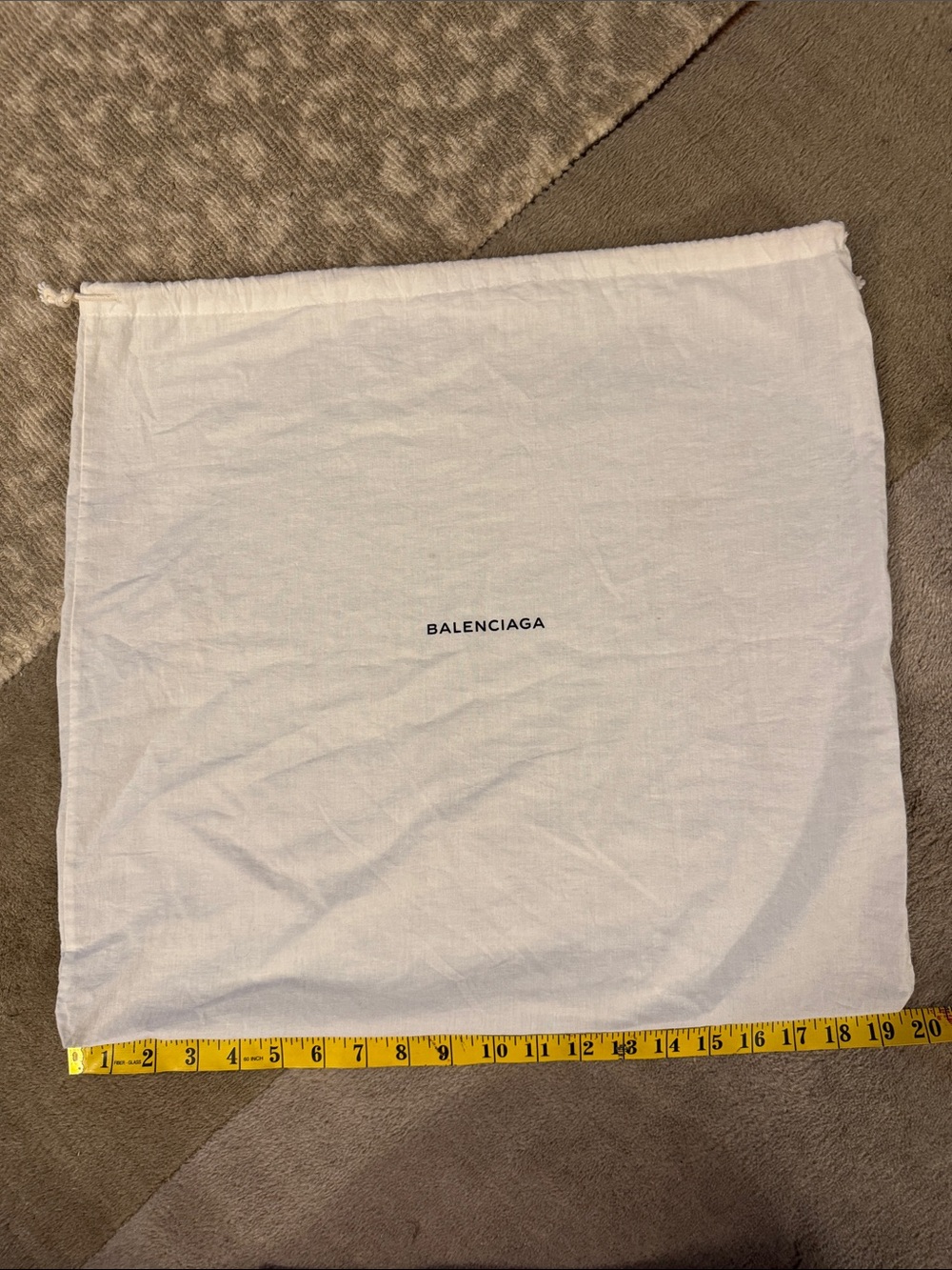 Balenciaga White Fabric Drawstring Logo Pouch